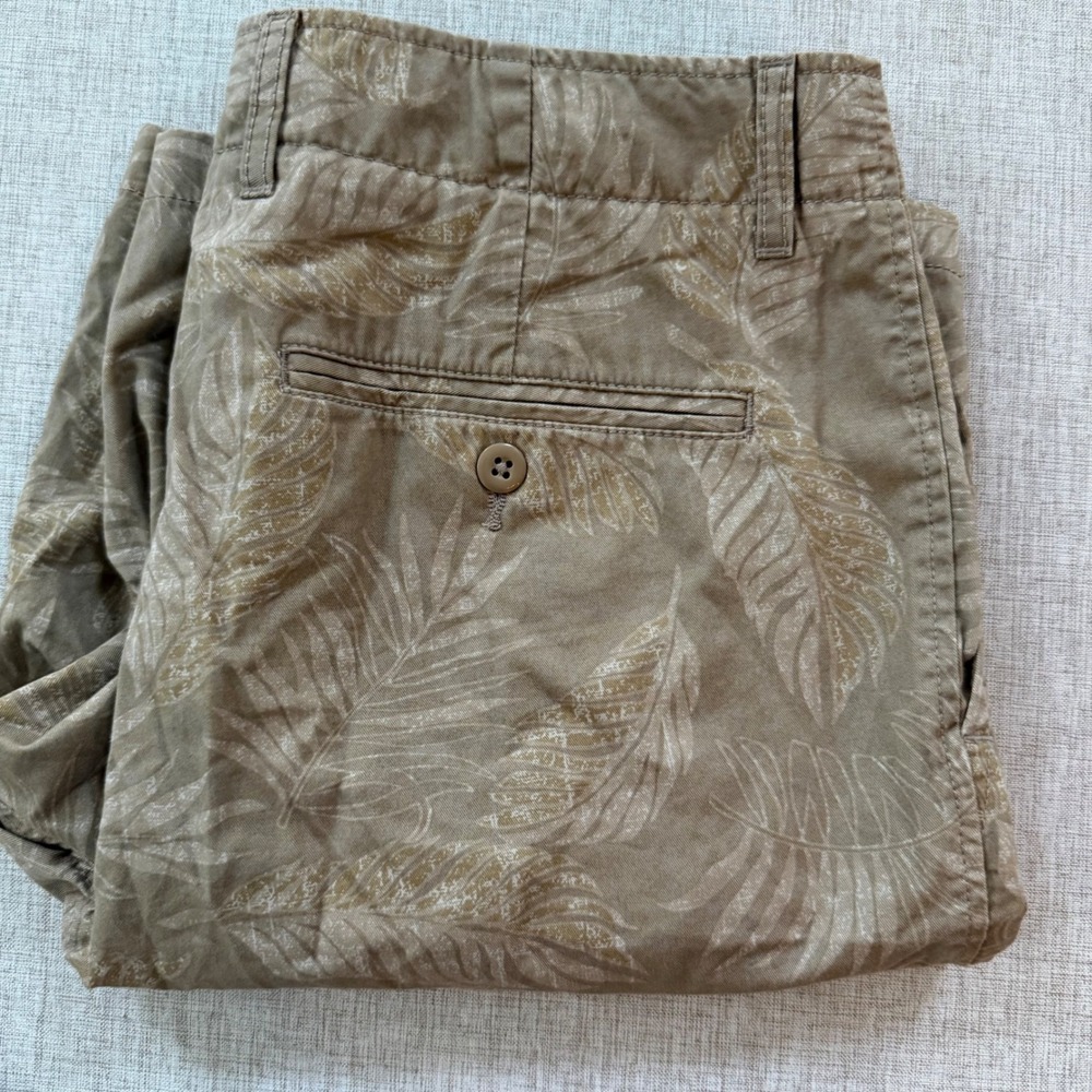 Reyn Spooner x Uniqlo Shorts Mens Medium Tropical Leaf Chino Khaki Tan - Picture 8 of 8